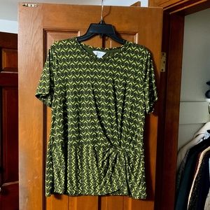 Liz Claiborne Womens Crew Neck gathered Short Sleeve Blouse Size L